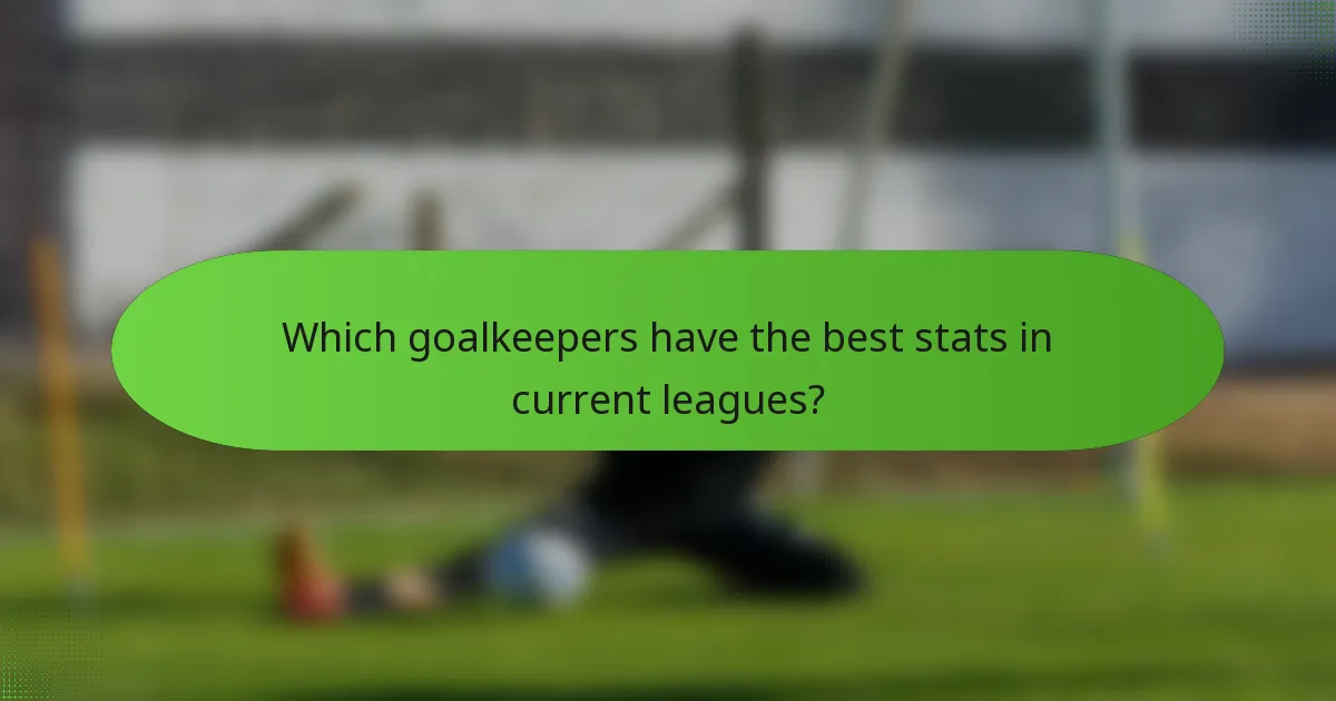 Which goalkeepers have the best stats in current leagues?